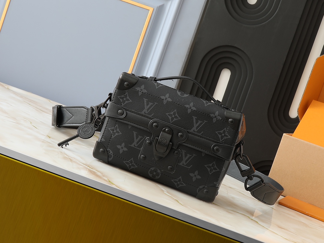 LV Soul Trunk Handbag Monogram Canvas Model M11743 Embossed Logo